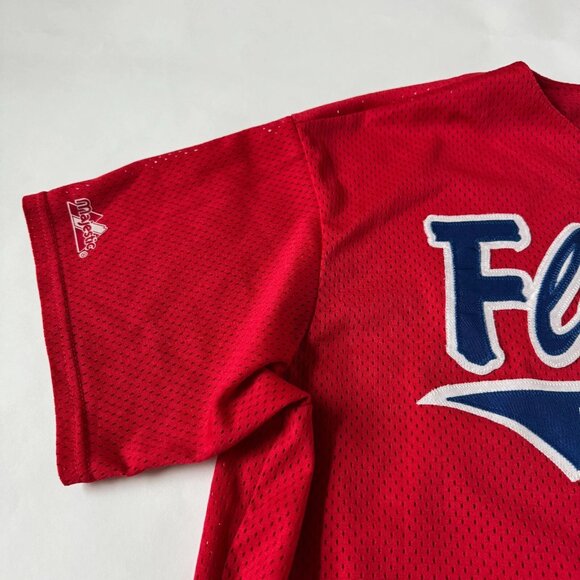 Florida College Mens XL Majestic Vintage Baseball Jersey #33 Red Blue White Mesh - Picture 3 of 12